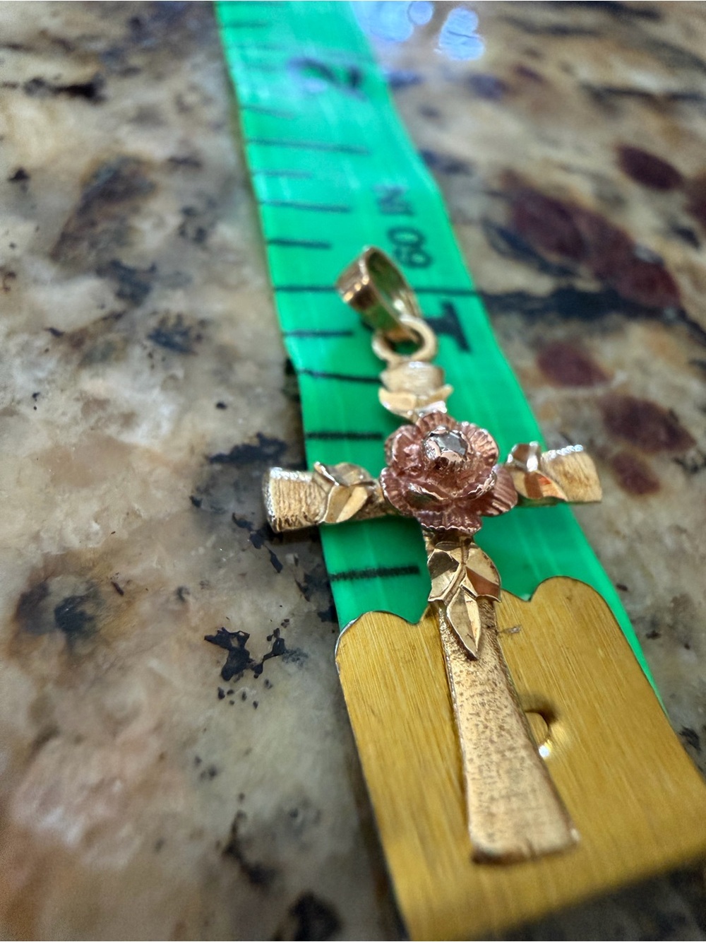 β¨ 10K Gold Two Tone Cross Pendant Rose Flower Religious Charm 10k βοΈ Jewelry - Picture 10 of 16